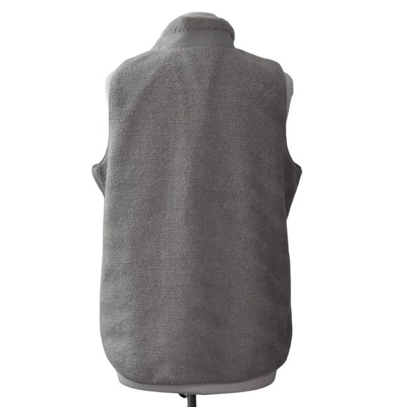 Crown & Ivy Grey Fleece Vest Womens XL Faux Sherpa Lined - Picture 4 of 9